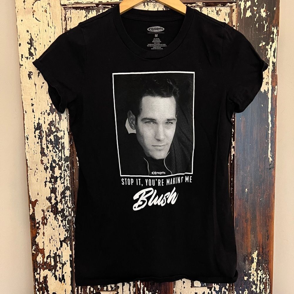 Paul Rudd Clueless “stop It, You’re Making Me Blush”picture T-shirt. Size Medium
